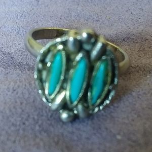 Signed Daco Faux Turquoise Ring